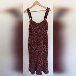 Anthropologie Red and Black Floral Dress